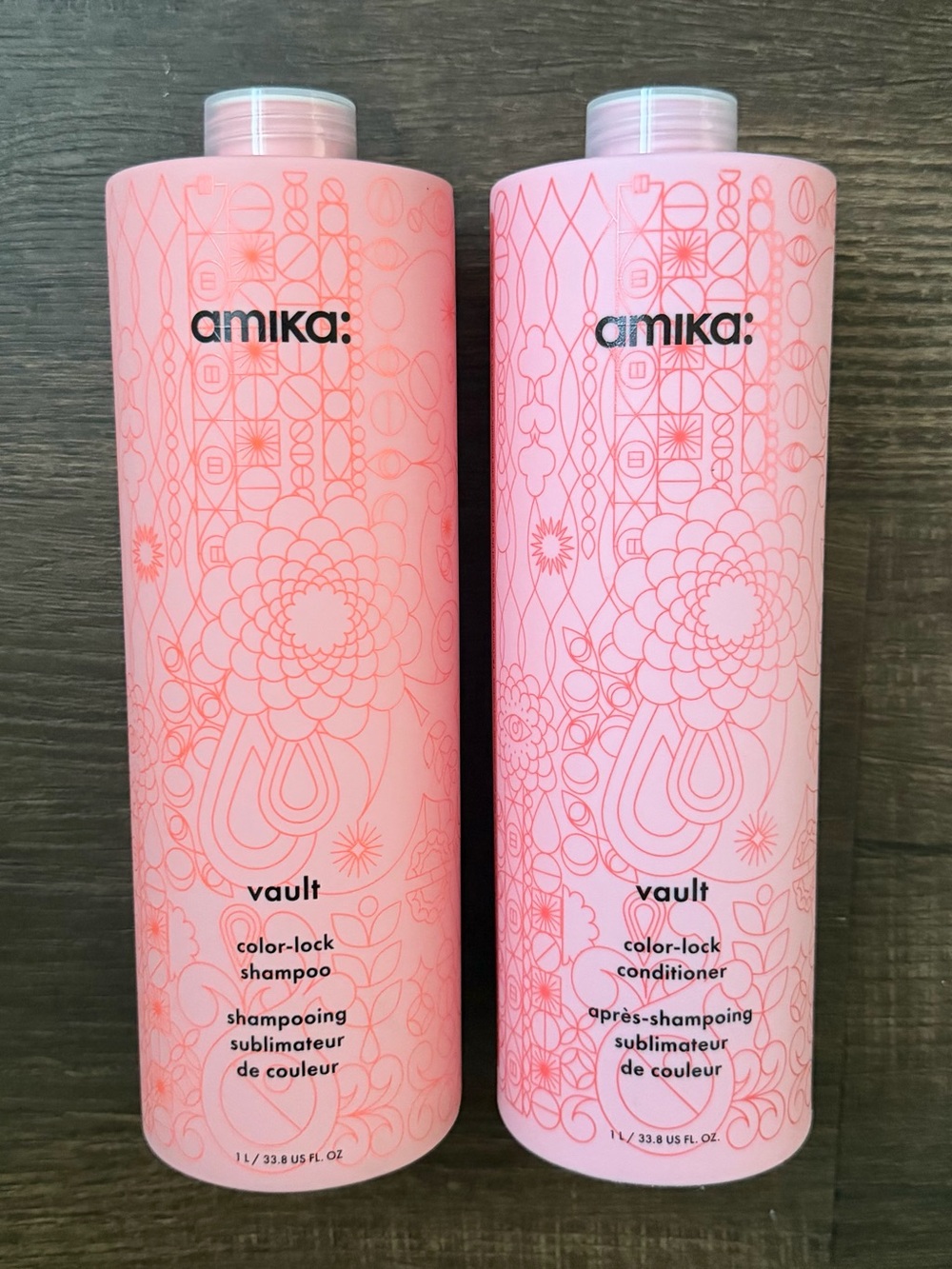 NWT Amika Vault Color Lock Shampoo And Conditioner - 1 Liter / 33.8 Ounces